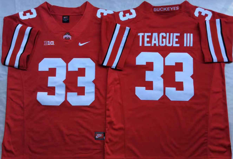 NCAA Men Ohio State Buckeyes Red #33 TEAGUE III